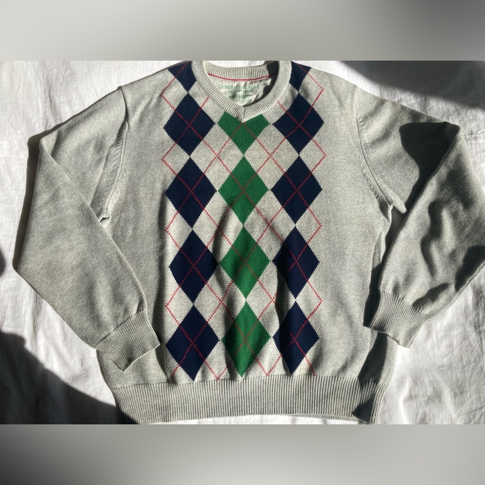 American Eagle Outfitters Argyle Crewneck Sweater - 100% Cotton